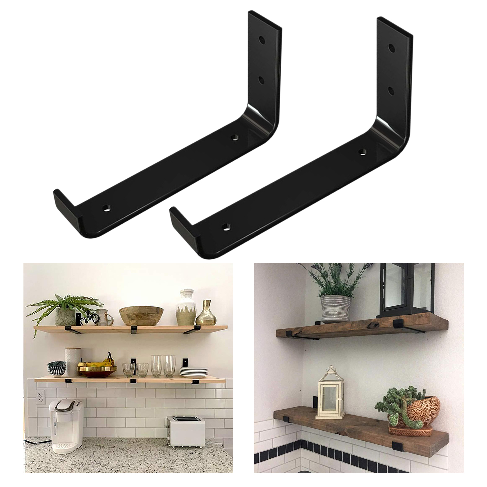 Rustic L-shaped Iron Shelf Brackets for Shelves Heavy Duty Art Triangle Wall Bracket Support Farmhouse Wall Mount Kitchen Office