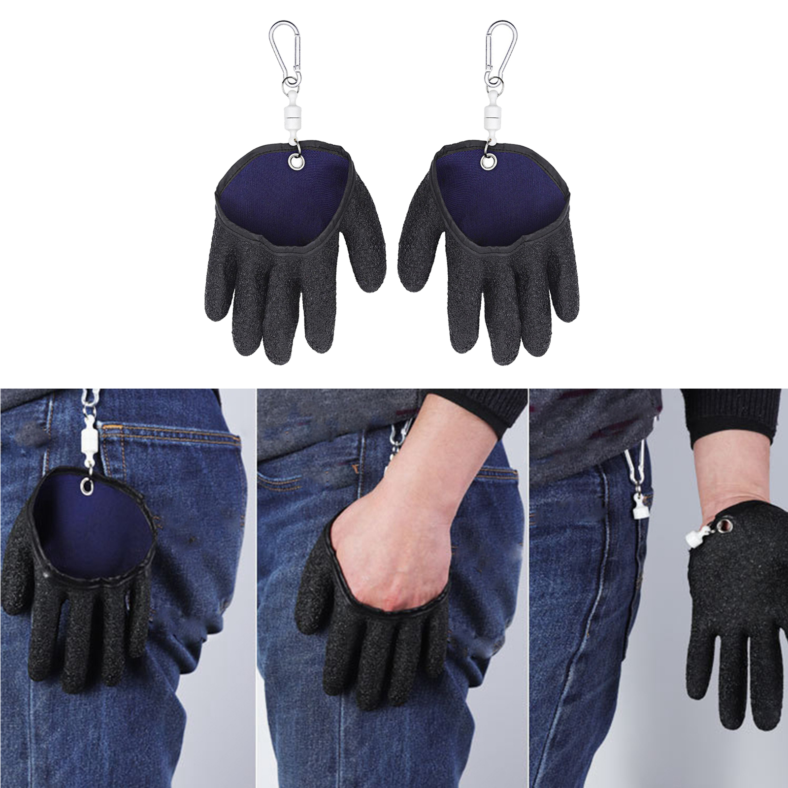 Right/Left Fishing Gloves W/ Magnet Hooks Puncture Resistant Anti- Glove