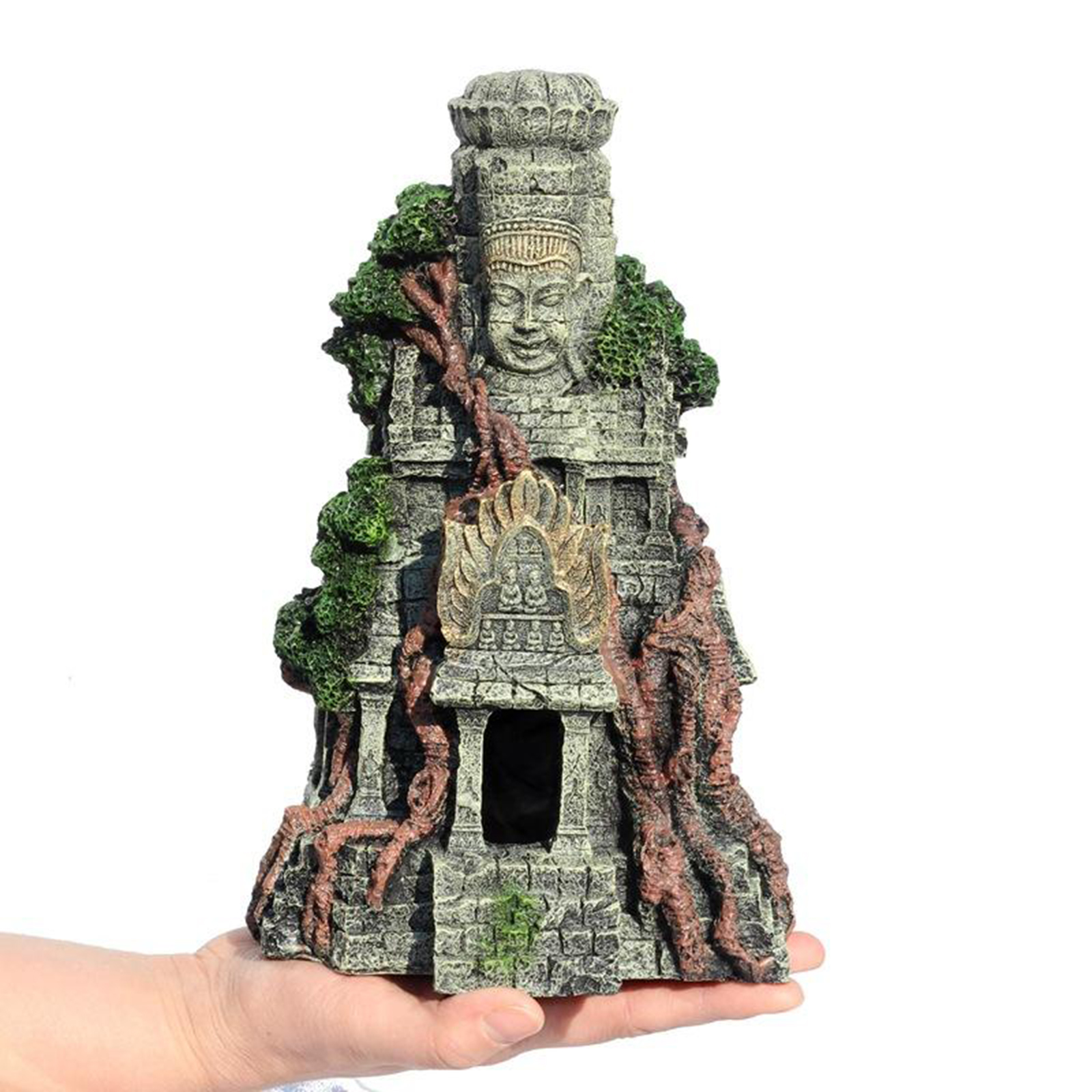 Creative Crafts Resin Artificial Stone Zen Buddha Figurine Aquarium Hideout Landscaping Shelter Cave Terrarium Fish Tank Decor