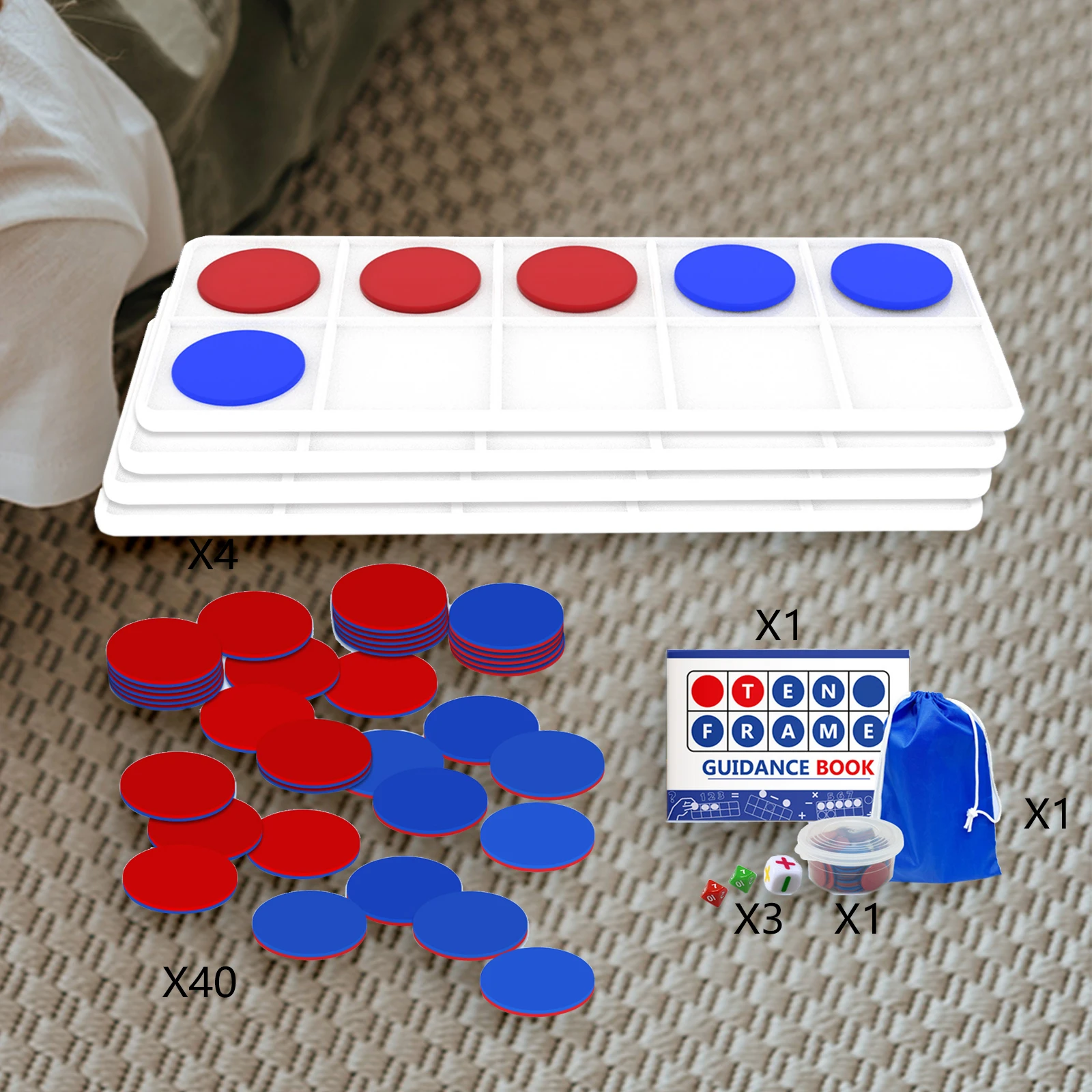 Magnetic Ten Frames Set Math Games Counters Manipulatives for Early Math Kindergarten Teach Number Concepts Kids Demonstration