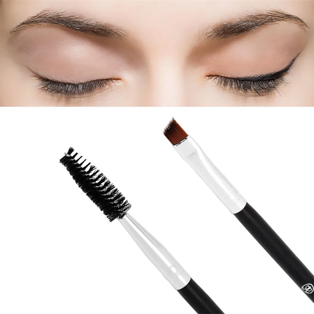 Dual Ended Eyebrow Shaping Angled Brush Eyelash Makeup Wand Lashes Comb