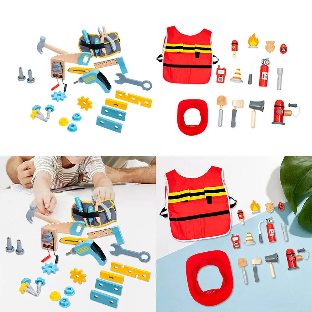 Children`s Wooden Toy Set, Game Set to Recognize Different Occupations, Learning, Stimulate Imagination, Role Play,