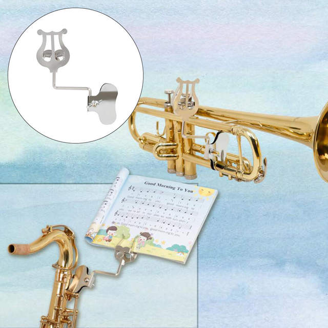 Yibuy Trumpet Sheet Music Clip Lyre Sheet Music Clamp-On Holder Metal