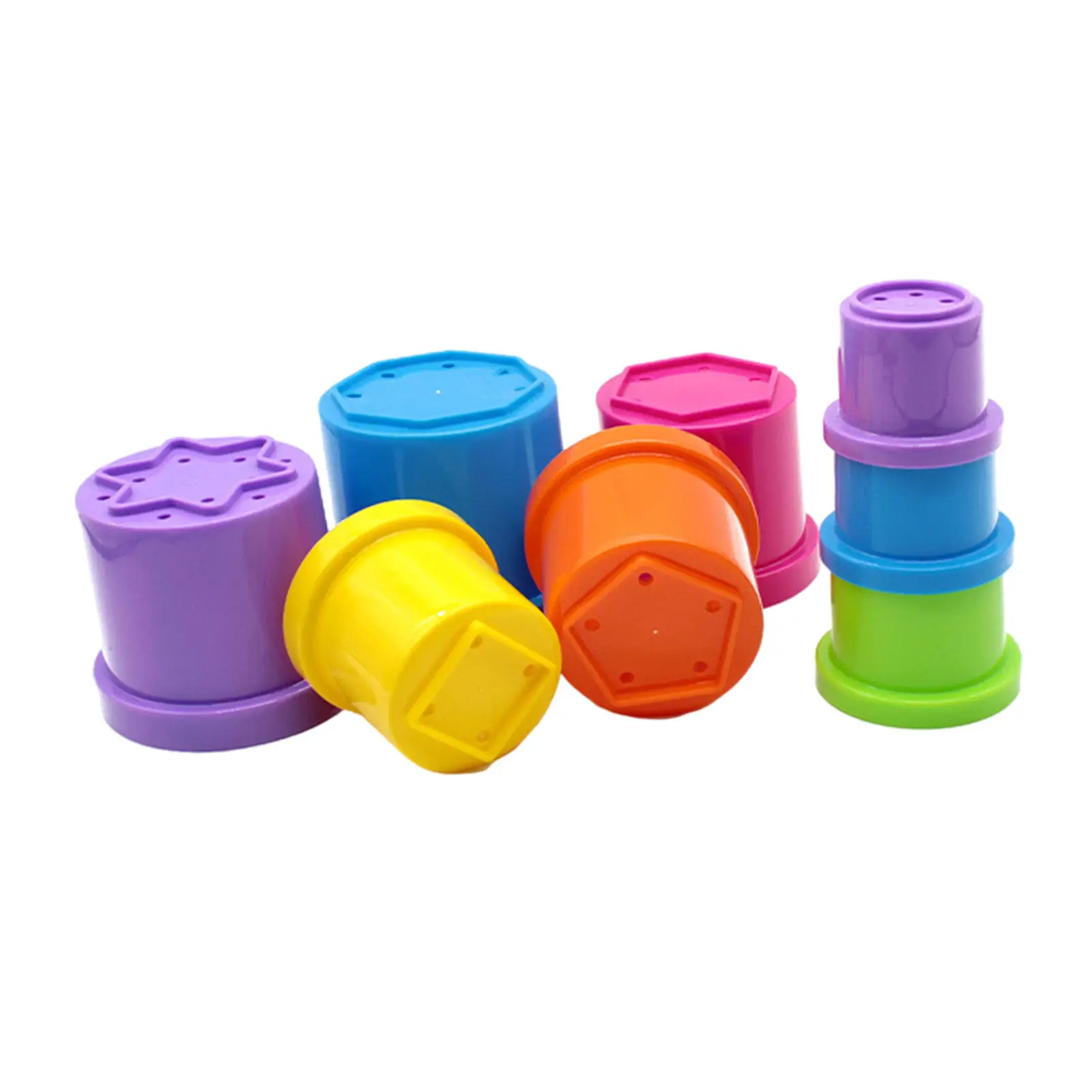 8Pcs Baby Bath Stacking Cup Toy Preschool Puzzle Water Games Stacking Tower for Bathtub Boys Girls 1 2 3 Year Old Kids Children