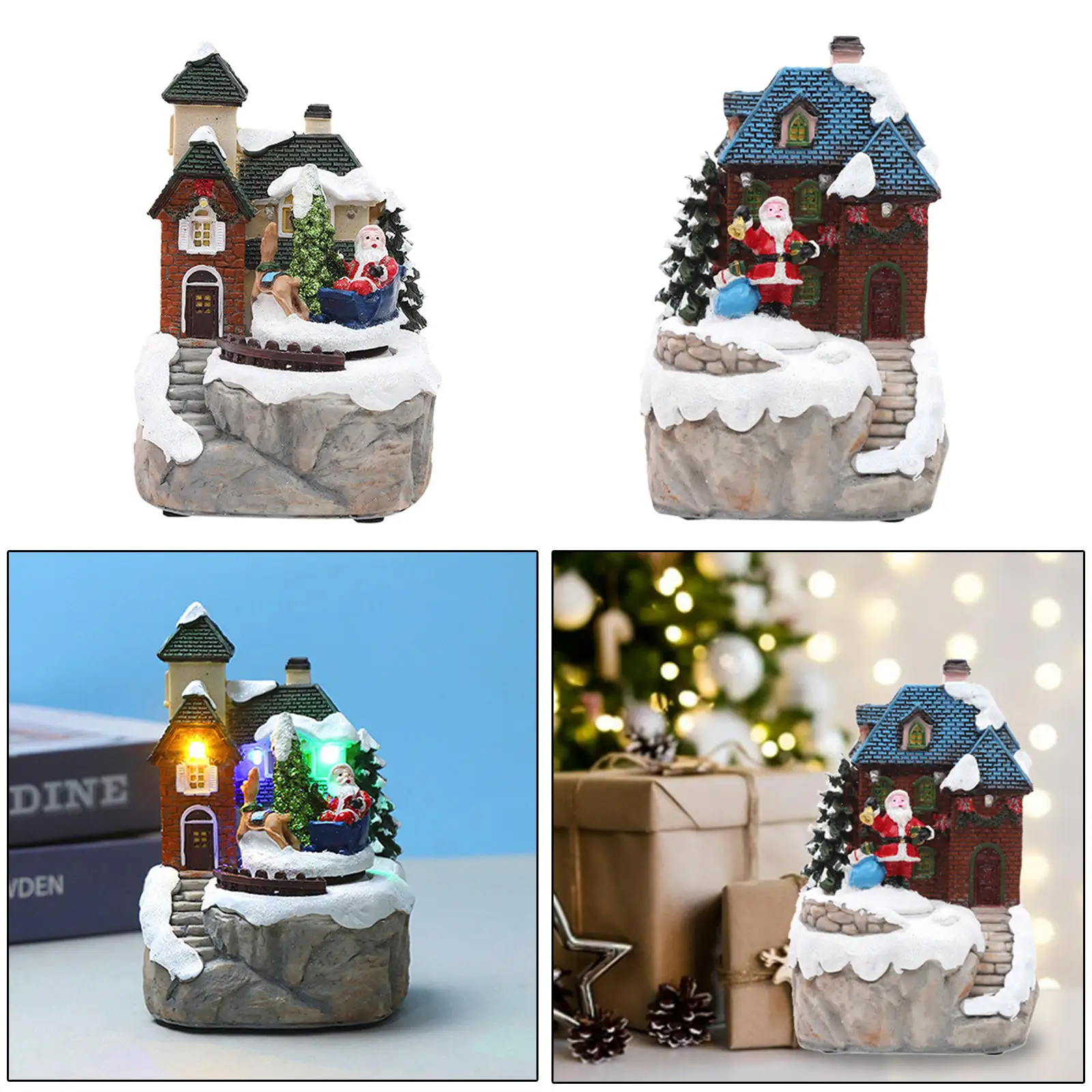 Creative Christmas Music Box Cabin Snow View House for Home Indoor Workshop Kids