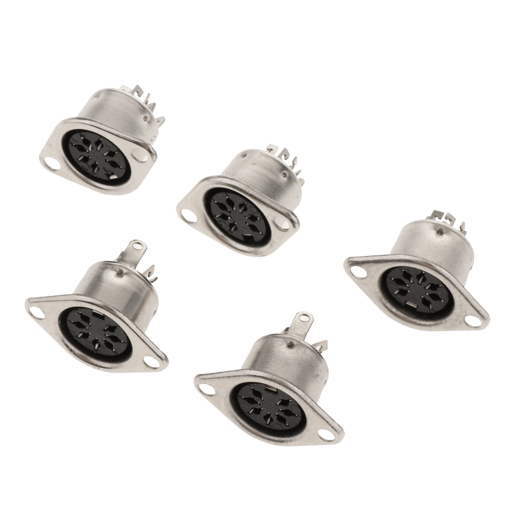 5x DIY PC Keyboard Mouse DIN   Mini Pin Female Plug Audio   Connectors