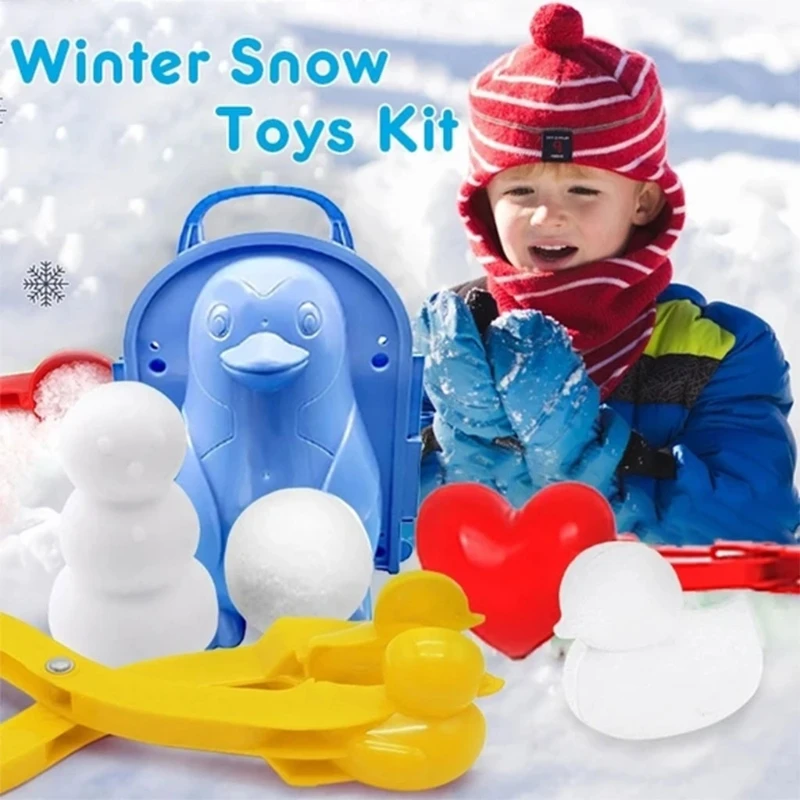 Let You Make Snowballs Quickly Insuwun Snowball Maker Toys Love Heart Snowball Maker Clip with Handle Perfect Outdoor Winter Snow Toy and Sand Mold for Kids and Adults 