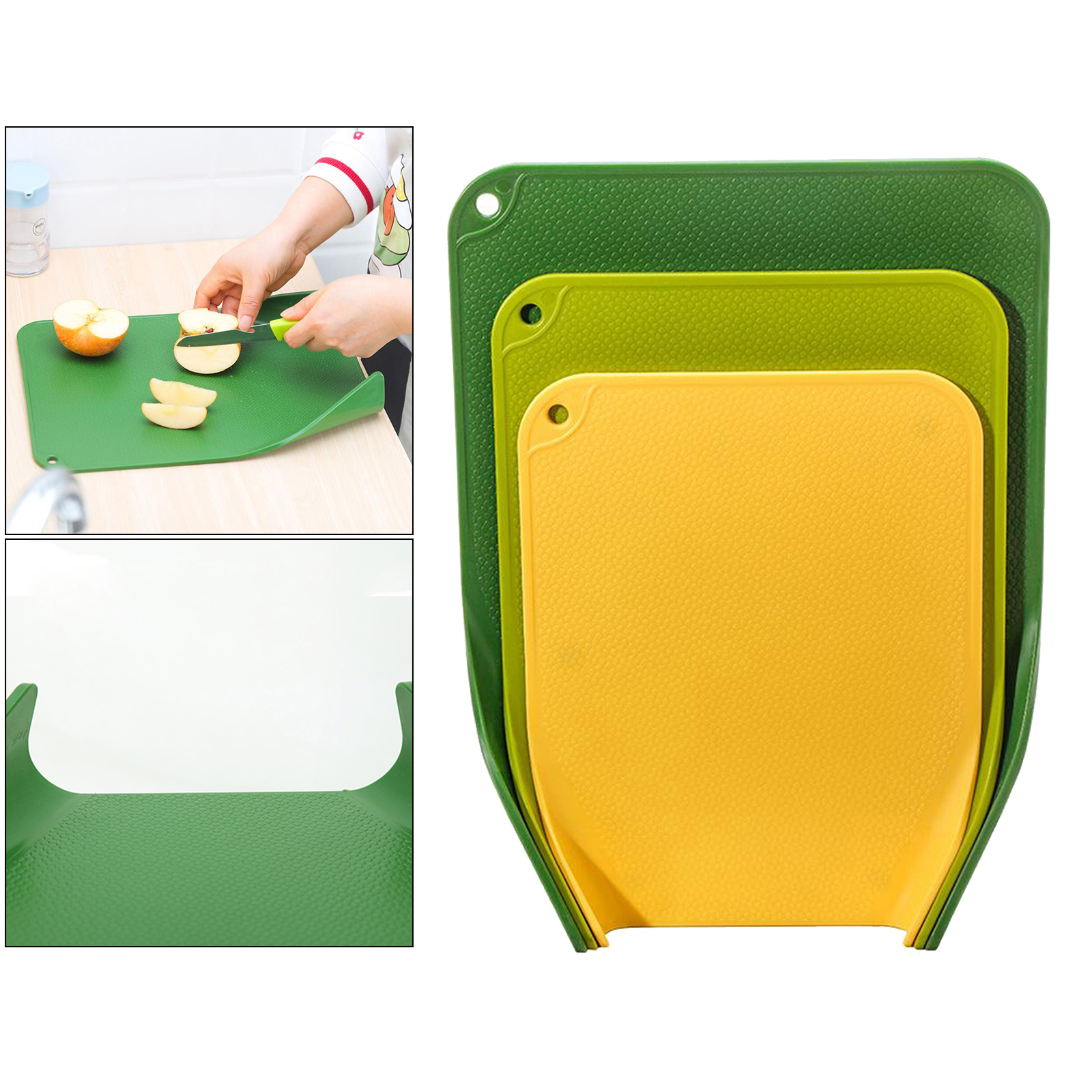 3x Anti-slip Cutting Boards for Vegetables Fruits Cheese  Serving Tray