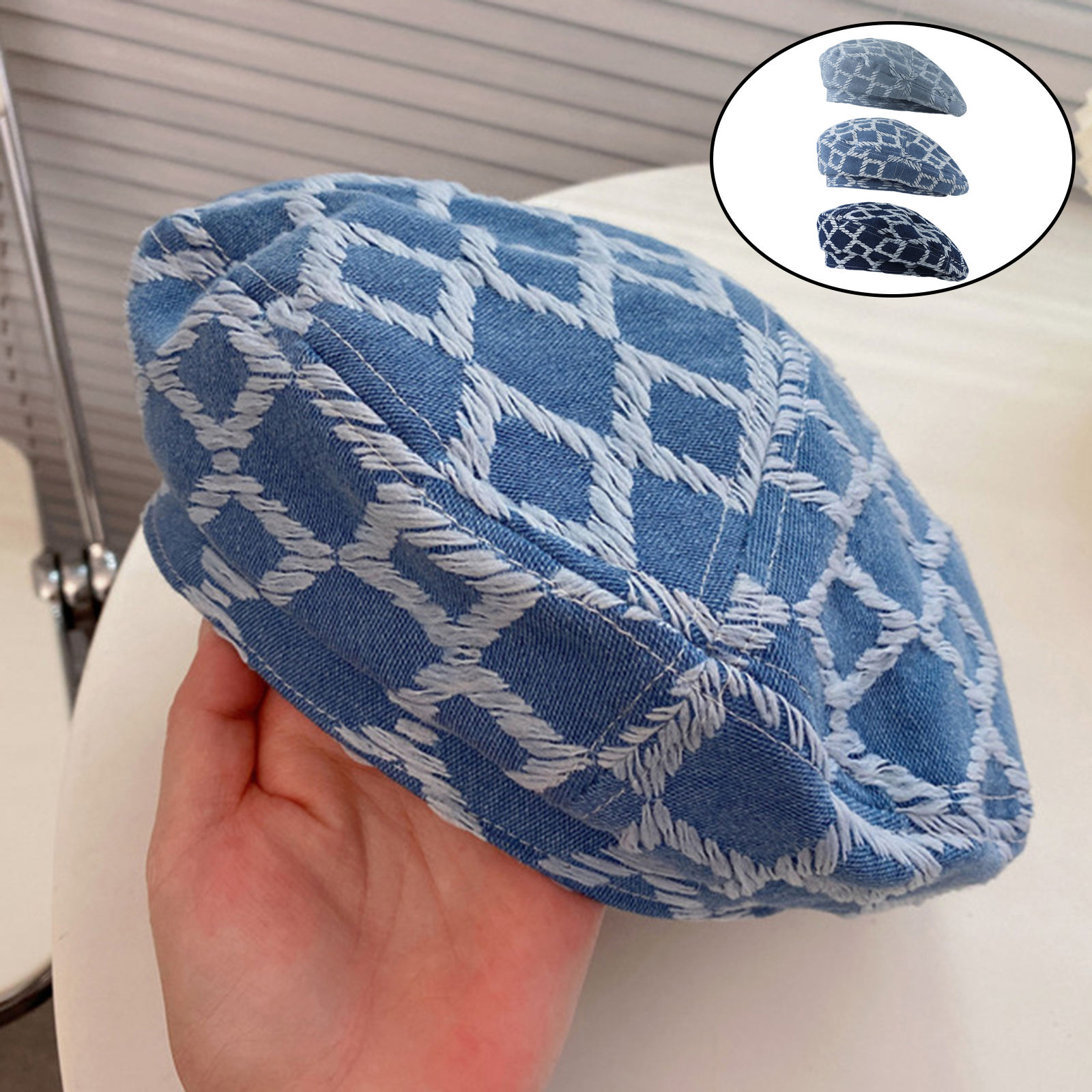 Denim Casual Women Beret Hat Classic French Style Peaked Cabbie Beanie Ivy Hat Girls Ladies Flat Travel Spring Fall Head Warmer