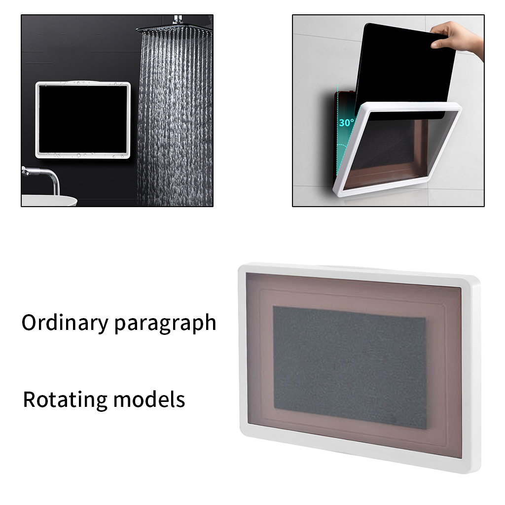 Rotated Wall Mount Shower Mobile Phone Holder Bathroom Case Mount Shelf HD Anti-Fog Punch-Free Handsfree Touch Screen