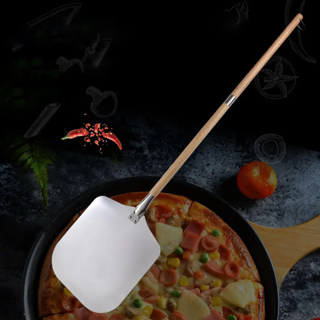 Anti-scald Pizza Peel Shovel Wooden Handle Serving Tray Homemade Pizza Bread