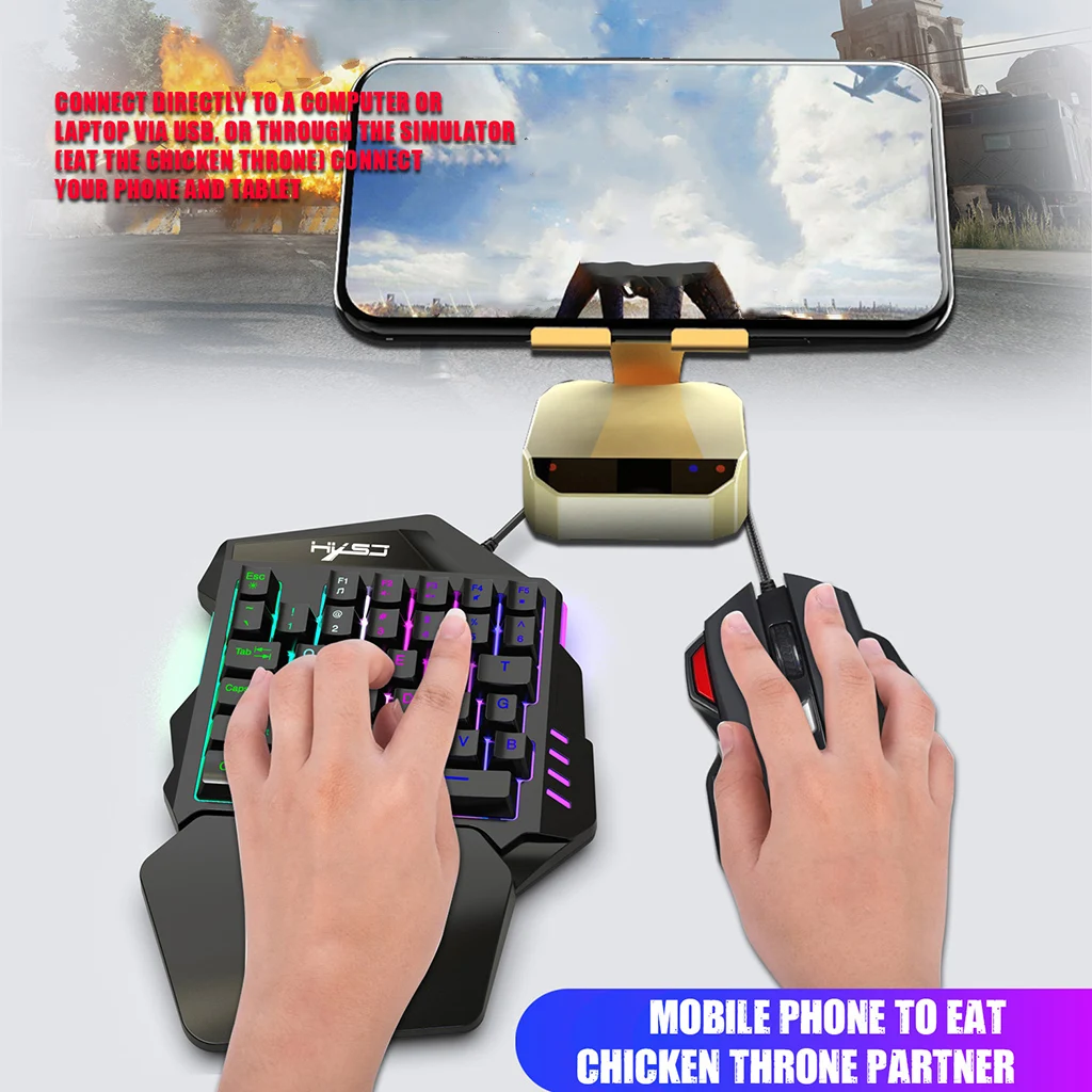 Ergonomic One-Handed 35 Keys Wired Game Keyboard + Mouse For PC Gaming