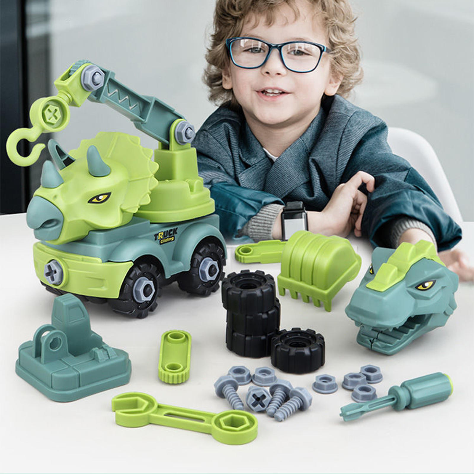 Dinosaur Car Take Apart Toys Nut Screw Kits Pull Back Truck for Party Favors 3 Years Old & up