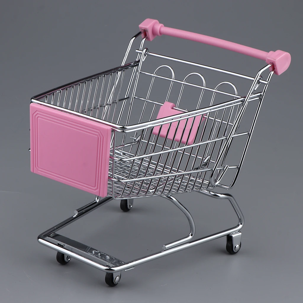 Kids Mini Shopping Cart, Cool Desk Holder Super Cute Supermarket Cart, Sturdy Metal Handcart Gifts for Children