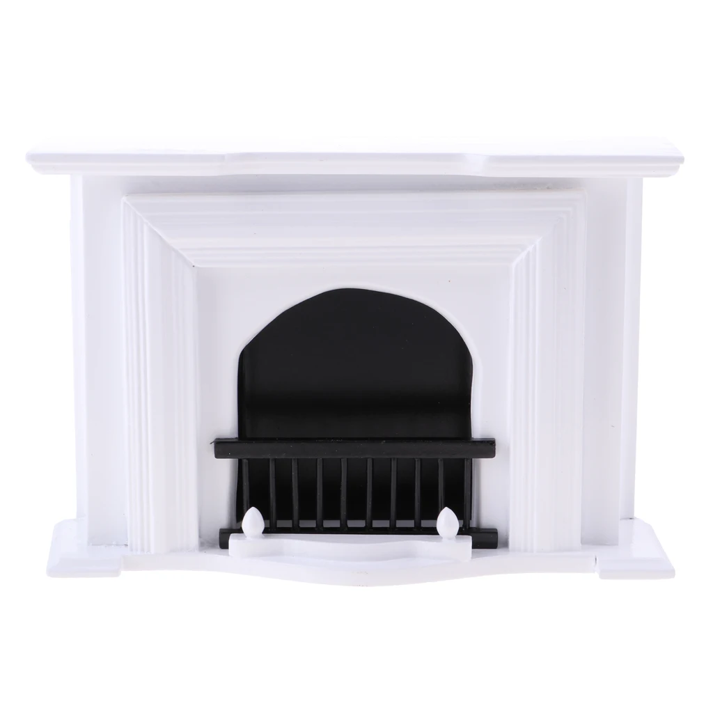 European Style 1/12 Wooden Fireplace Model Furniture for Dollhouse Living Room Bedroom Accessories Kids Pretend Play