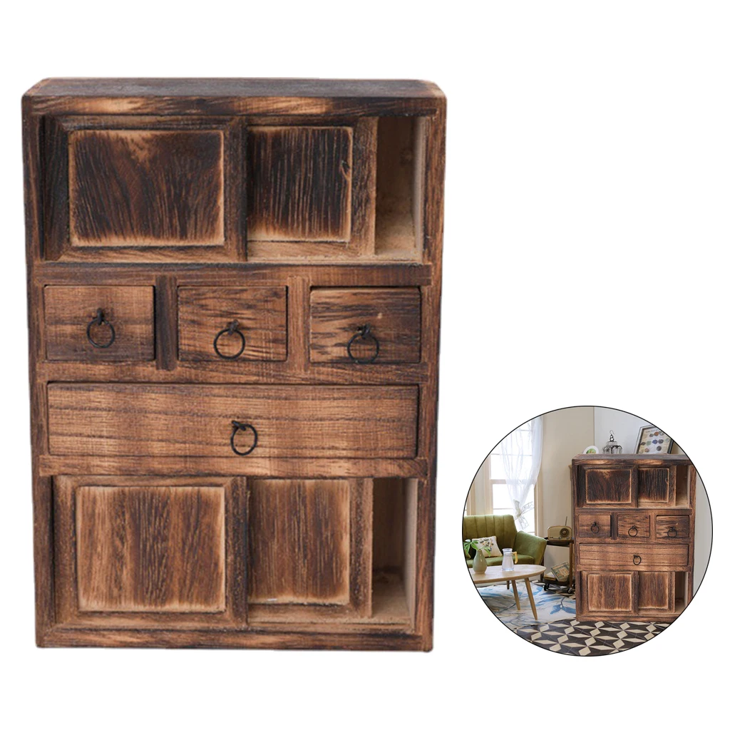 1:12 Dollhouse Miniature Furniture Wood Cupboard Cabinet Showcase Shelf