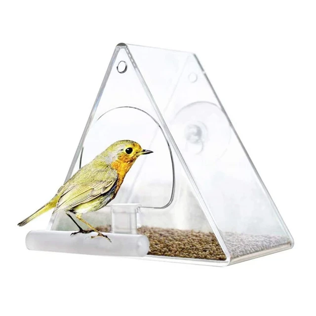 Mangeoire à oiseaux transparente avec fenêtre en acrylique, mangeoires pour  animaux de compagnie, maison d'escalade, installation par ventouse -  AliExpress