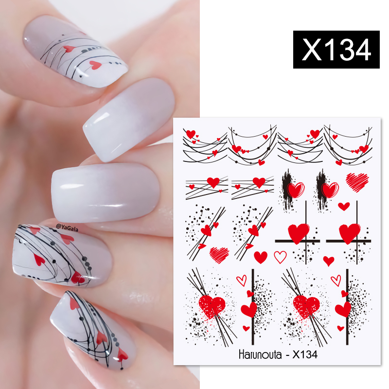Description Picture 5 of itemHarunouta Red Love Lines Water Decals Stickers Valentine' Day English Letter Heart Rose Flower Design Slider For Nail Manicure