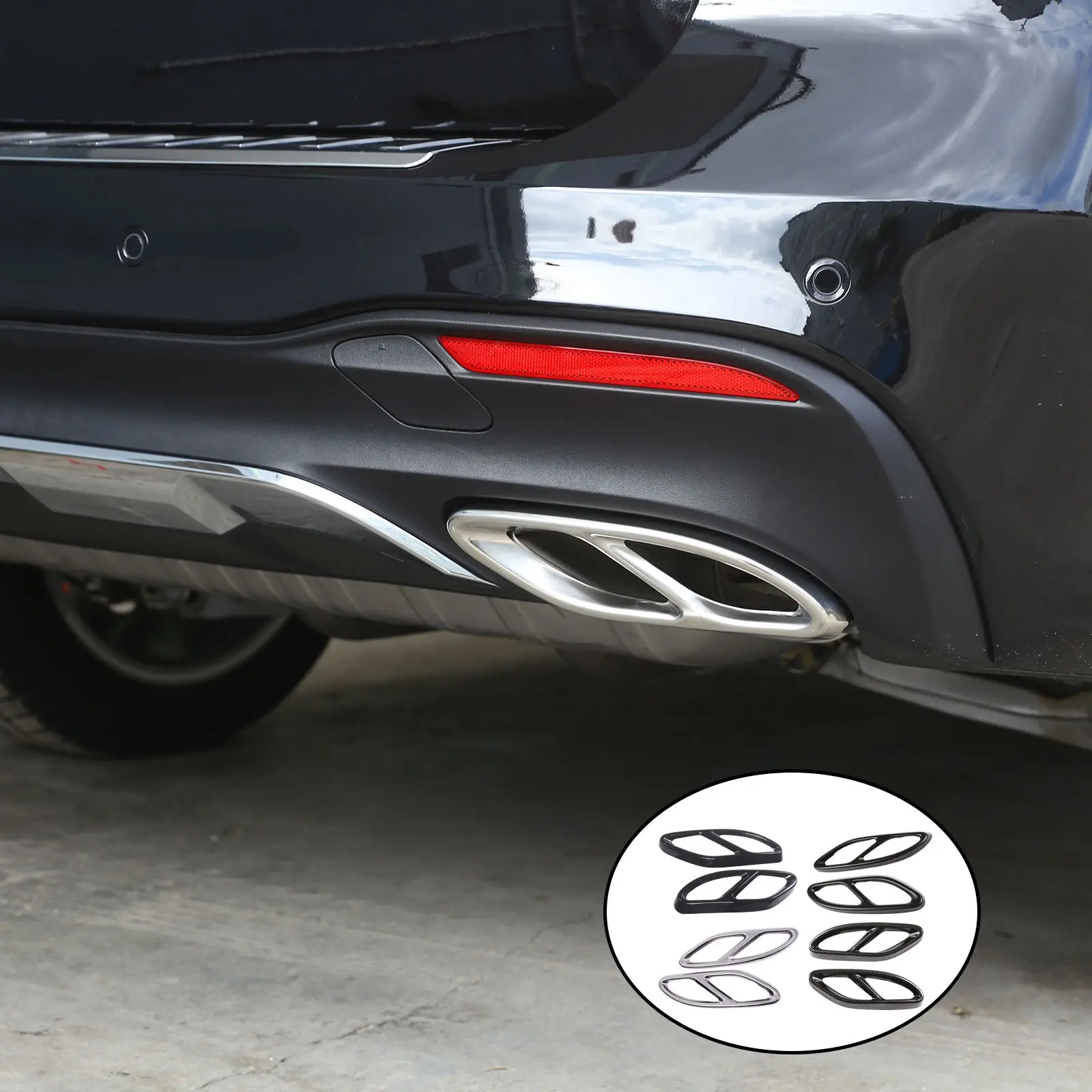 Exhaust Pipe Cover Stainless Steel Tailpipe Exhaust Pipe Decoration Fit for W205 Coupe 2015-2019