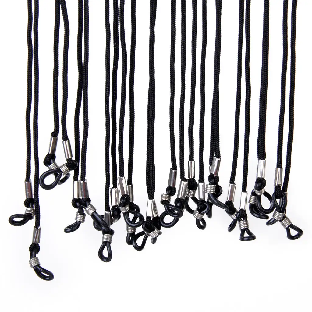 Set of 12 Nylon Cords for Reading Glasses, Sunglasses, Black