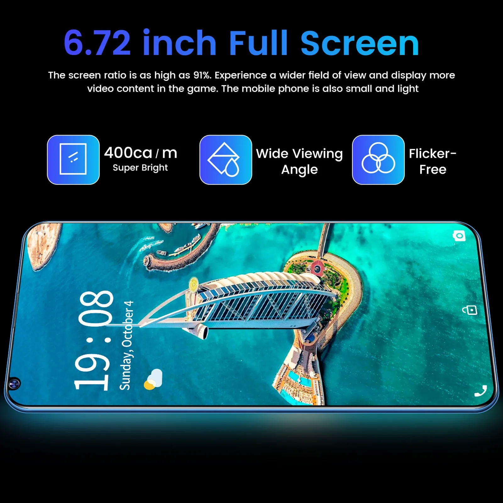 Smartphones X60 Pro Smart Phones Fashion 6.72 inch Dual SIM Smartphone Android 8.1 2+16G GSM/WCDMA 2300Mah Call Mobile Phone