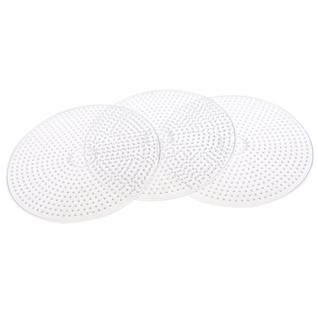 3 Piece 15cm Large Round Fuse Beads Boards Clear Plastic Pegboards Peg Board for