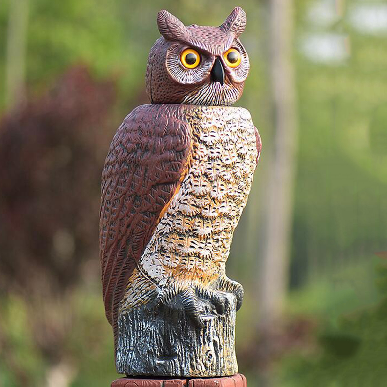 Horned Owl Decoy Scarecrow Bird Deterrent Repeller Nature Enemy Pest Control