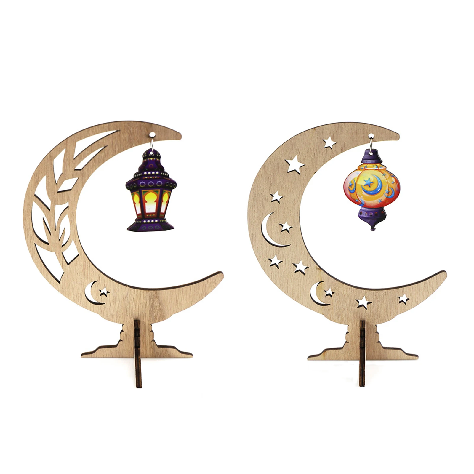 Moon Eid Hanging Decoration Eid Mubarak Wooden Ornament Ramadan for Ramadan Mubarak Eid Decorations