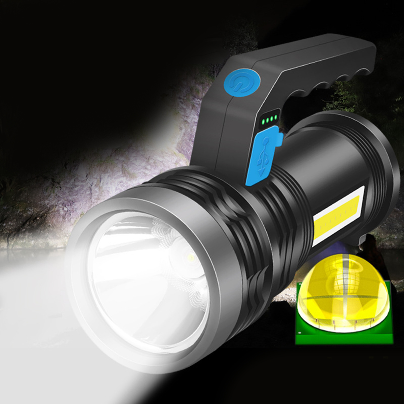 High Power Super Bright Portable Handheld Spotlight Flashlight USB Rechargeable LED Searchlight Waterproof Outdoor Torch Light