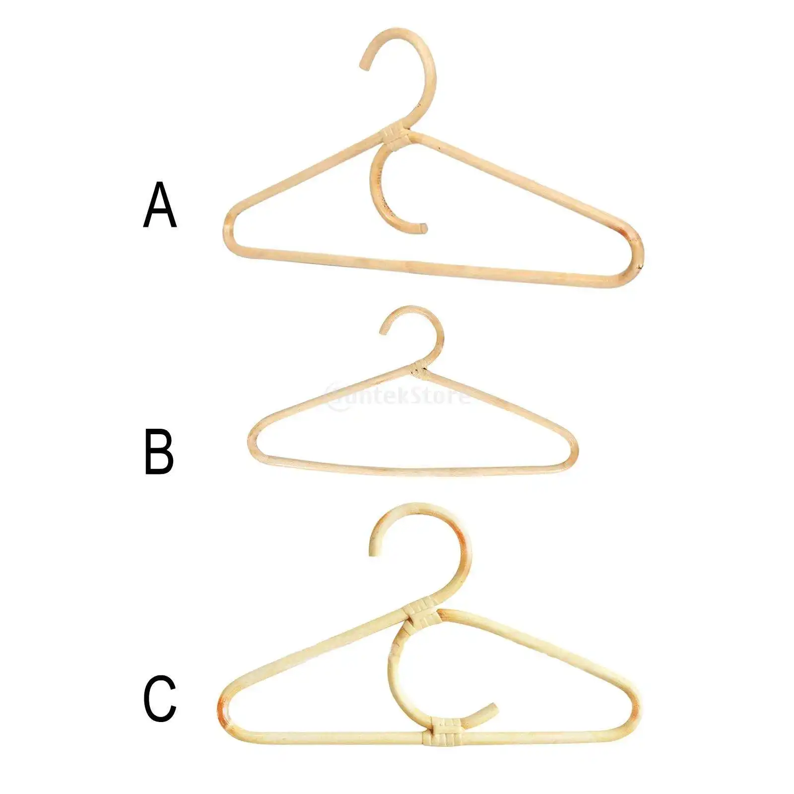 Rattan Clothes Hanger Kids Garments Adults Coast Scarf Girl Dress Tops Outfits Doll Pants Hanging Rack Holder for Home