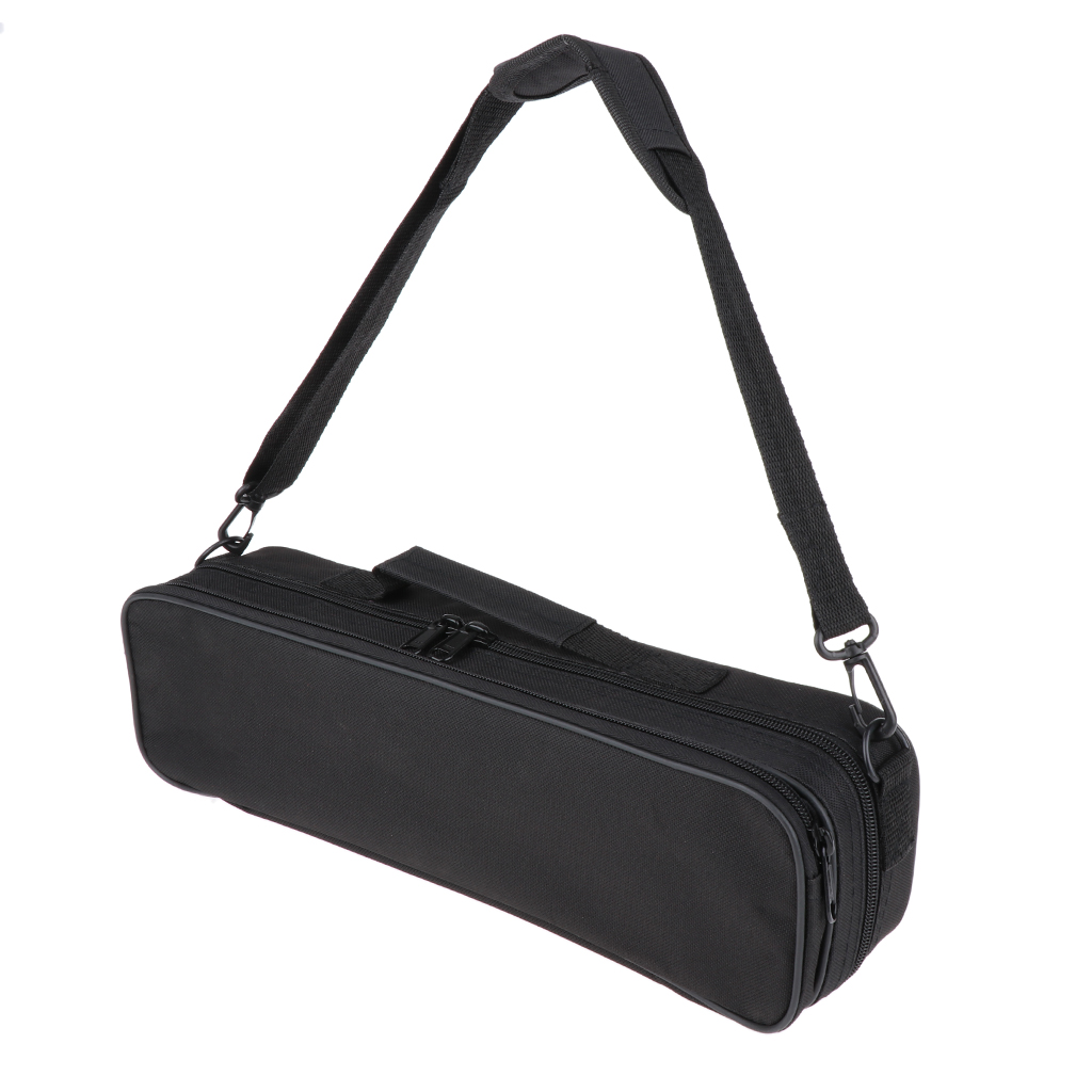 Nylon 16 Hole Flute Case Storage Bag Organizer Black 400x115x80mm