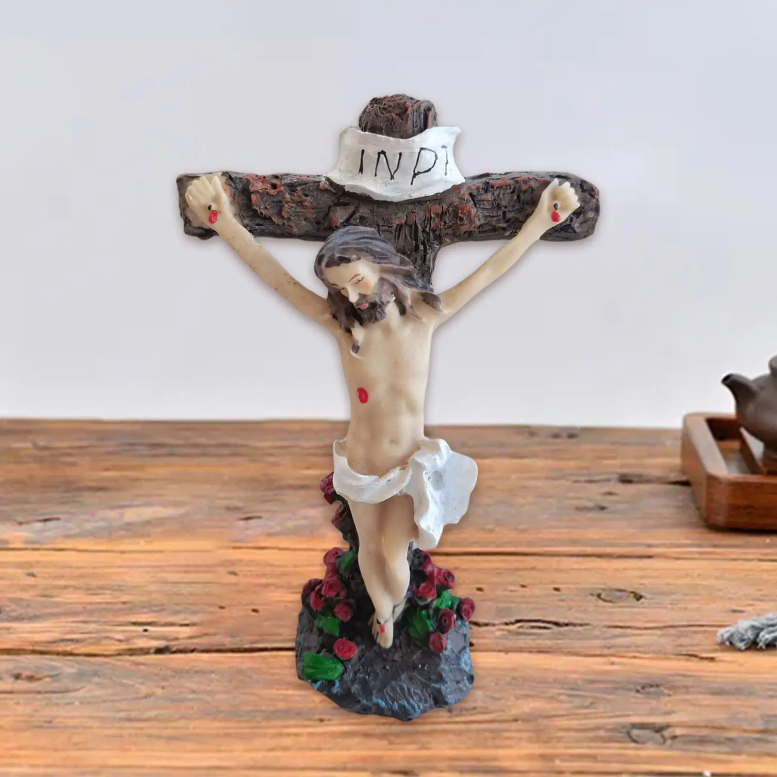 1Pc Jesus Crucifix Statue Holy Figurine Wall Home Church Decor Collection