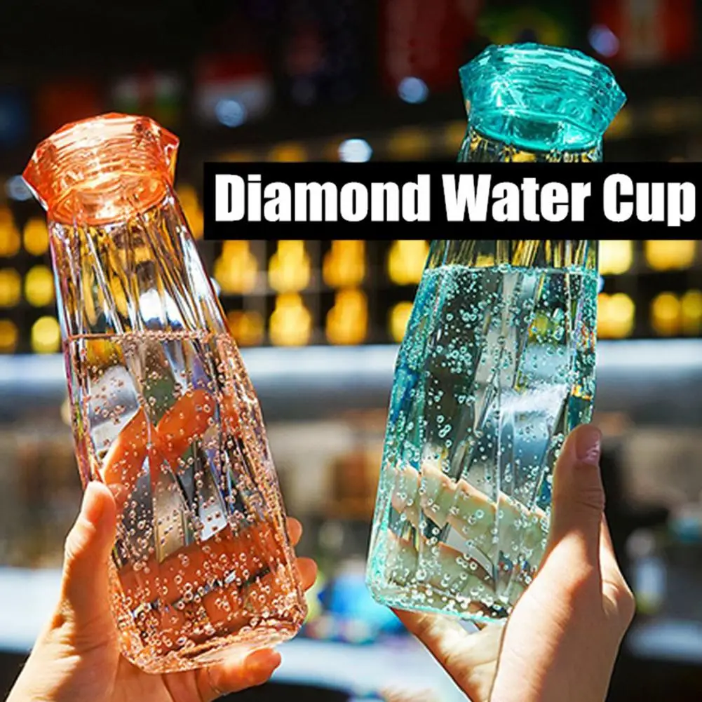 Creative Sport Glass Water Bottle Colorful Crystal Diamond Couple Cup Water 