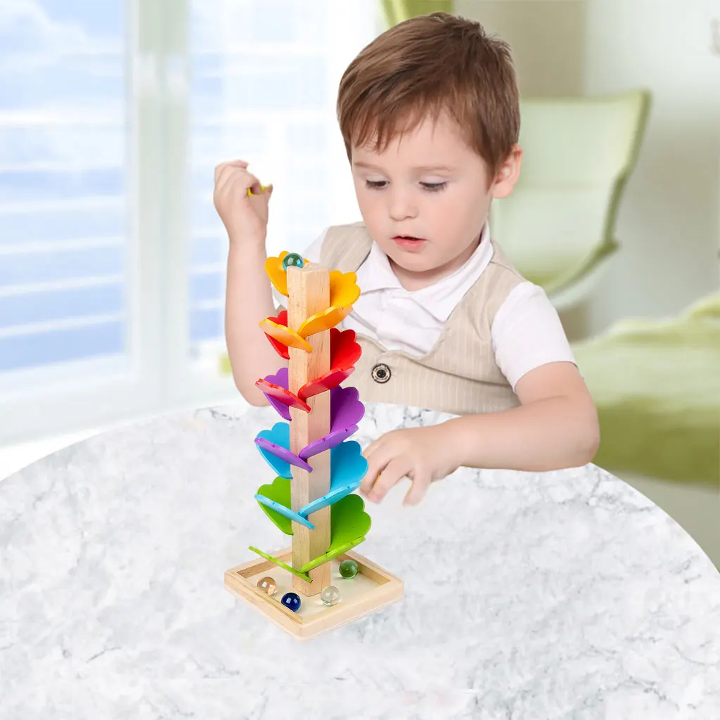 Ball Spiral Tower Building Block Stacking Toy Interactive Learning Stack, Drop and Go Ball Ramp Toy Kids Birthday Gift