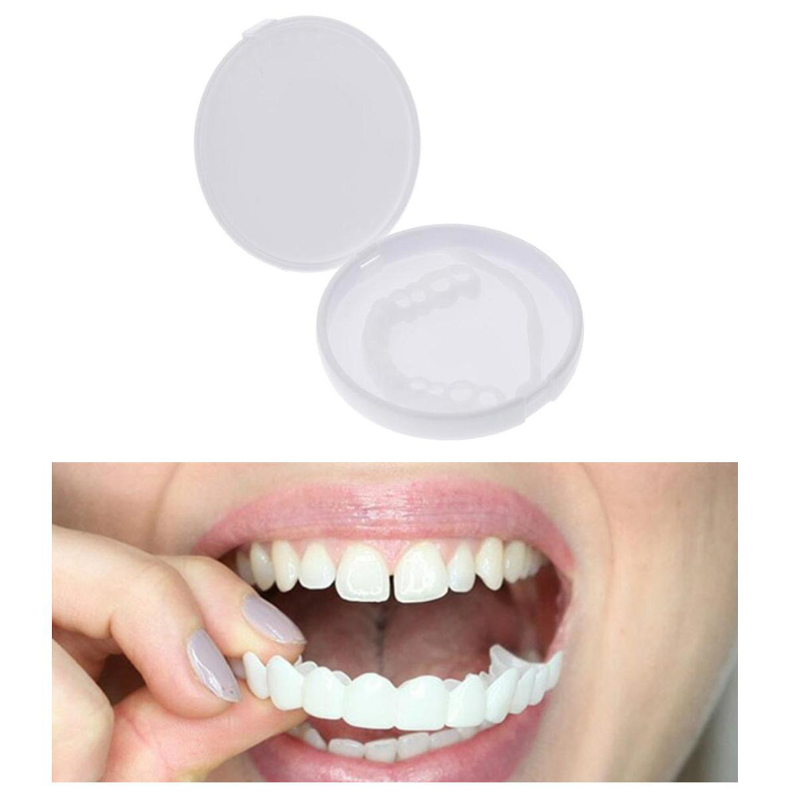 Resin Perfect Smiling Snap Lower Upper False Teeth Veneers Fake Tooth Cover