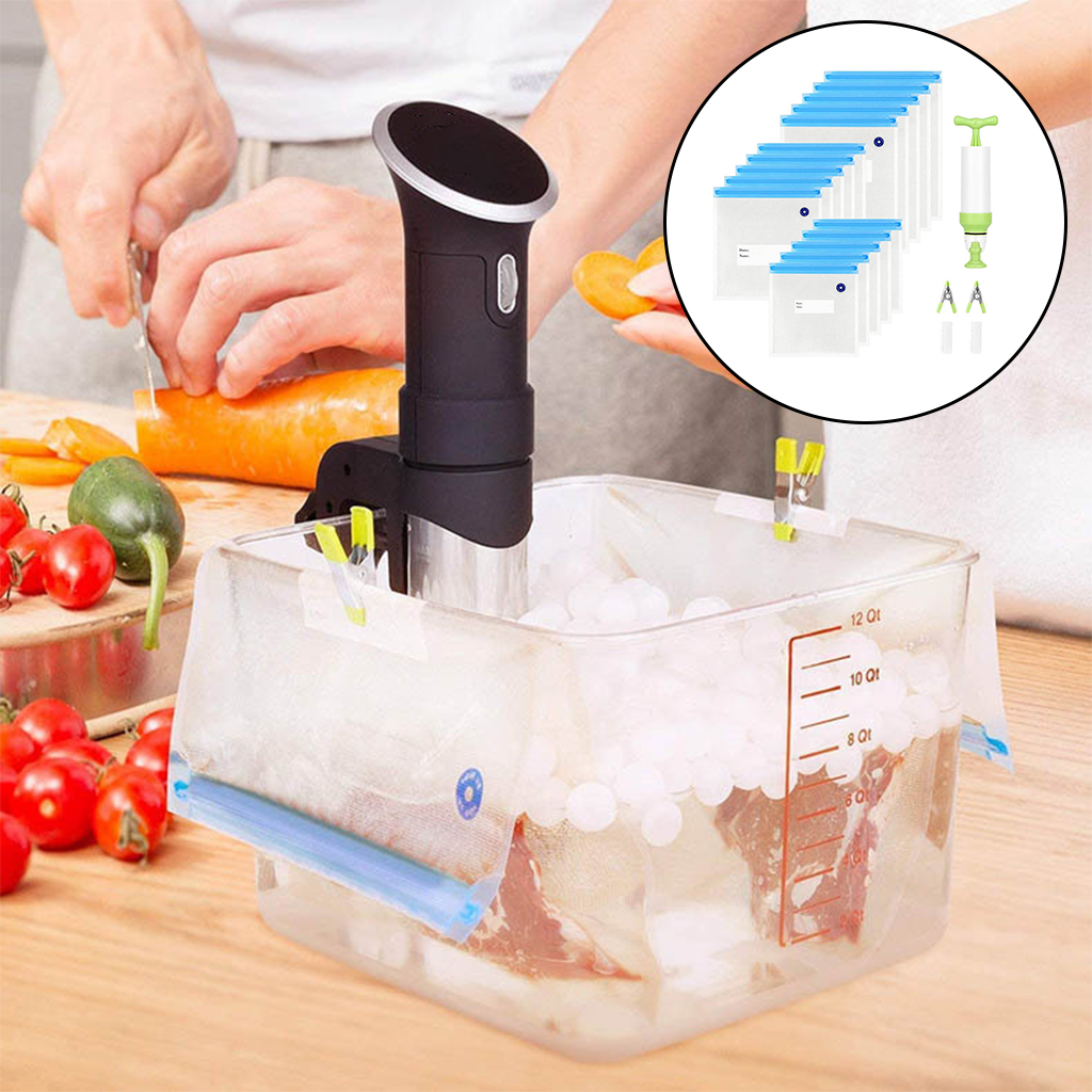 20Pcs Vacuum Sealer Bags Reusable Food Storage Bag Household Vacuum Food Sealer Bag With Hand Pump Sealing Clips