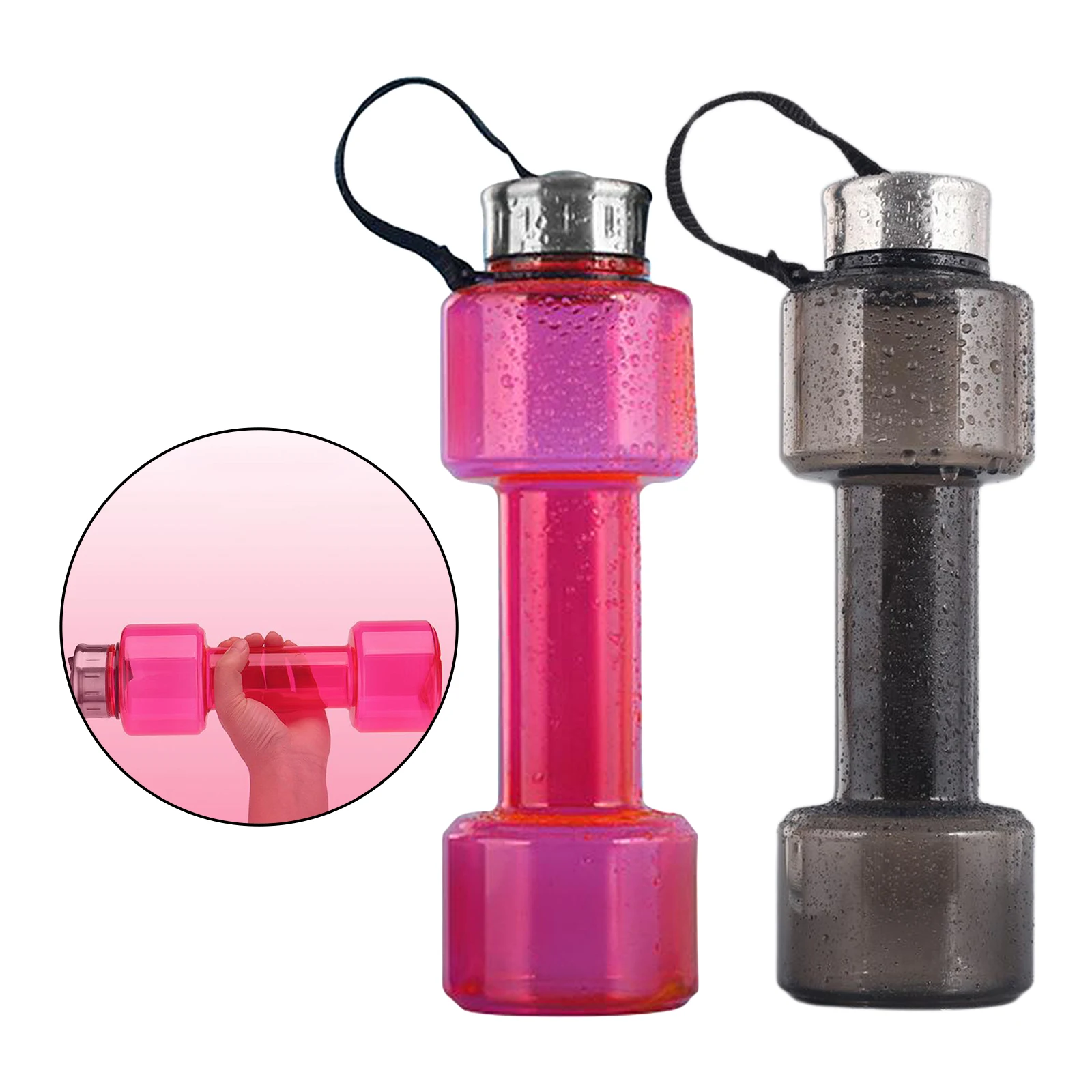 750ML Large Dumbbell Shaped Exercise Sport Water Bottle Fitness Gym Red