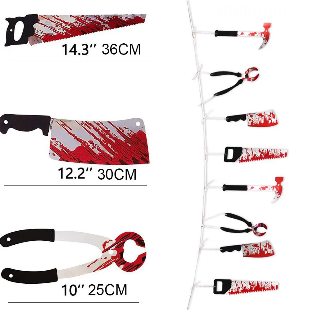 Halloween Bloody Weapons Garland Banner Oasisblossom 3 Set Halloween Bloody Banner Scary Hanging Banner Decor for Halloween Party Decorations Haunted House Props Zombie Party Supplies 