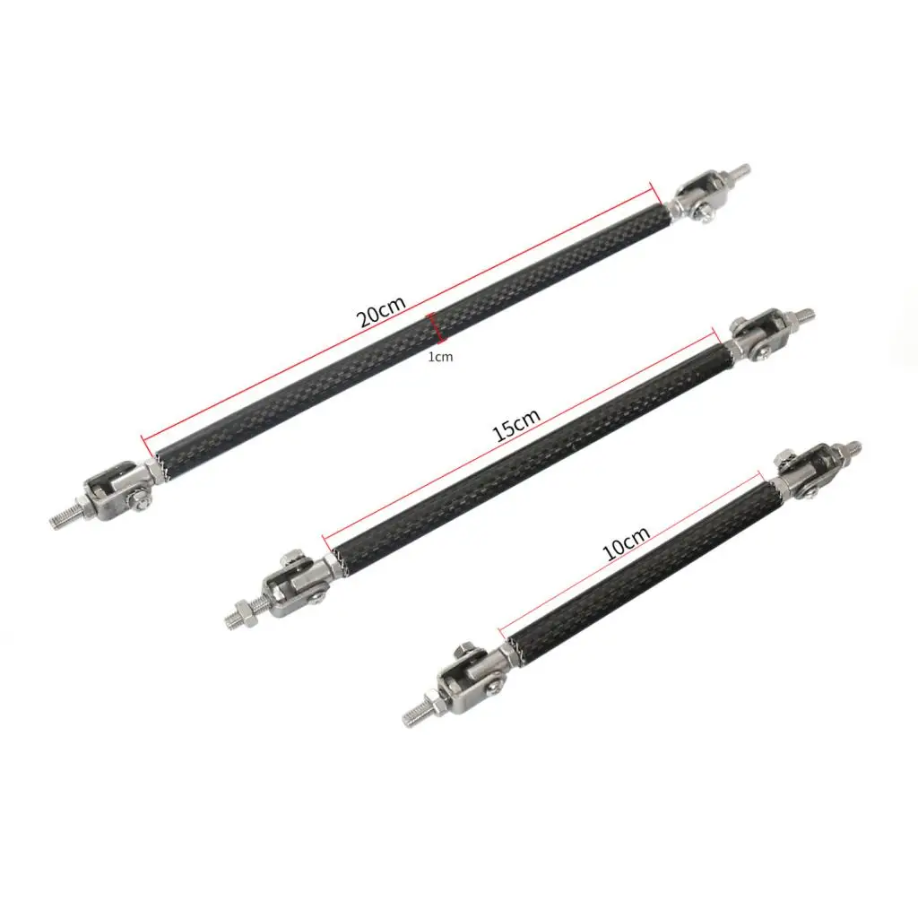 Aluminum Alloy + Carbon Fiber Front Bumper Lip Splitter Strut Rod Tie Support Bars 150mm / 5.9in