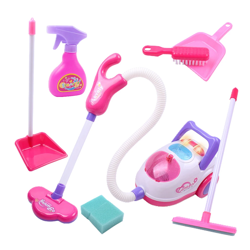 Kids Cleaning Vacuum Set Little Pretend Children Cleaning Play Set with Broom,