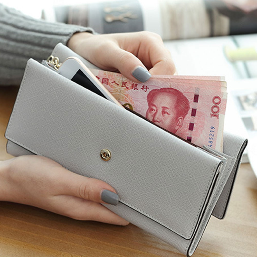Grande capacidade tri-fold coin pocket multifunction múltipla