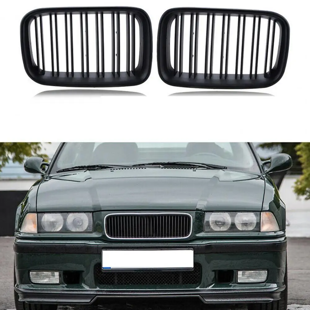 ///M-color For BMW 3-Series E36 Metal Look Matte Black Front Hood Grille 92-96 
