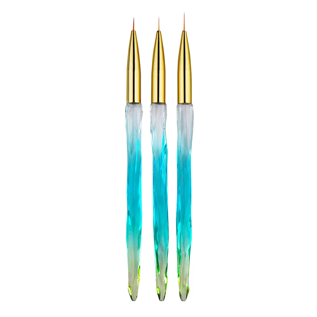 3x Professional Nail Liner Brushes UV Gel Paint Brush Pens For Details