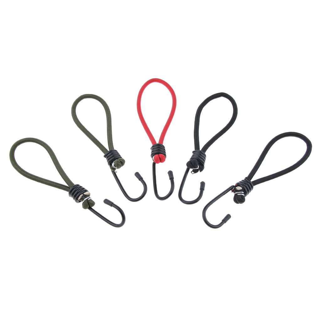 5 Pcs Bungee Hook Tie Tarpaulin Elastic Stretch Cord Straps With Hook for Camping & Hiking Tents Shelters Accessories