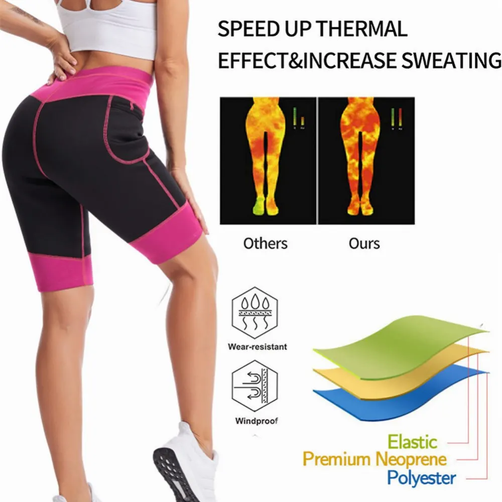 Sweat Sauna Pants with Side pocket  Bodybuilding Neoprene Capris Sports Trousers Fitness Pants Tight Running Shorts Cropped leonisa shapewear