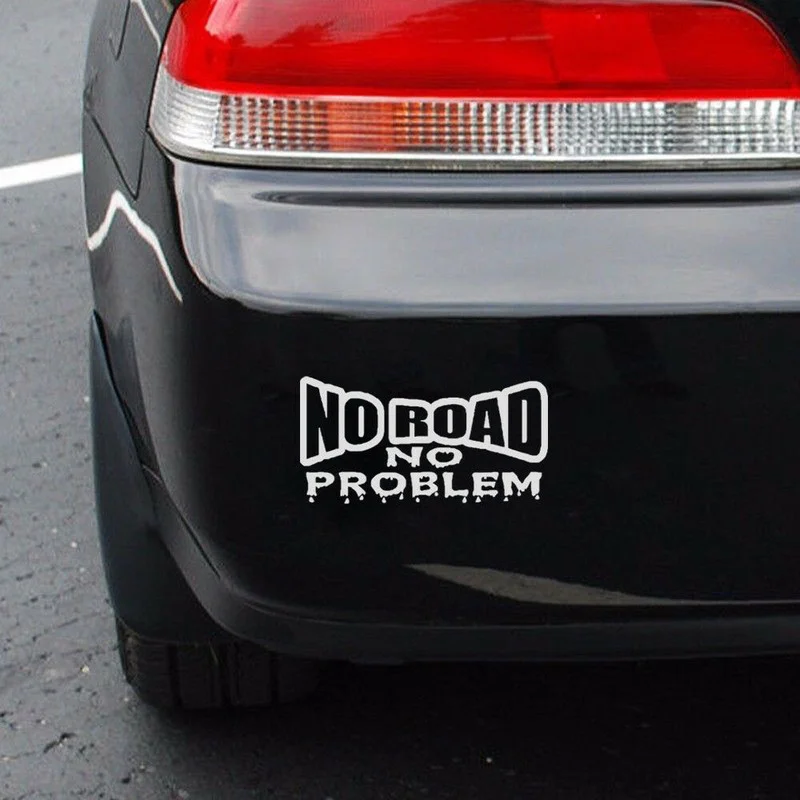 Funny " NO ROAD NO PROBLEM " PET Car Sticker Van Truck 4x4 Off Road Decal Creative Interesting Waterproof PET Car Sticker Decor