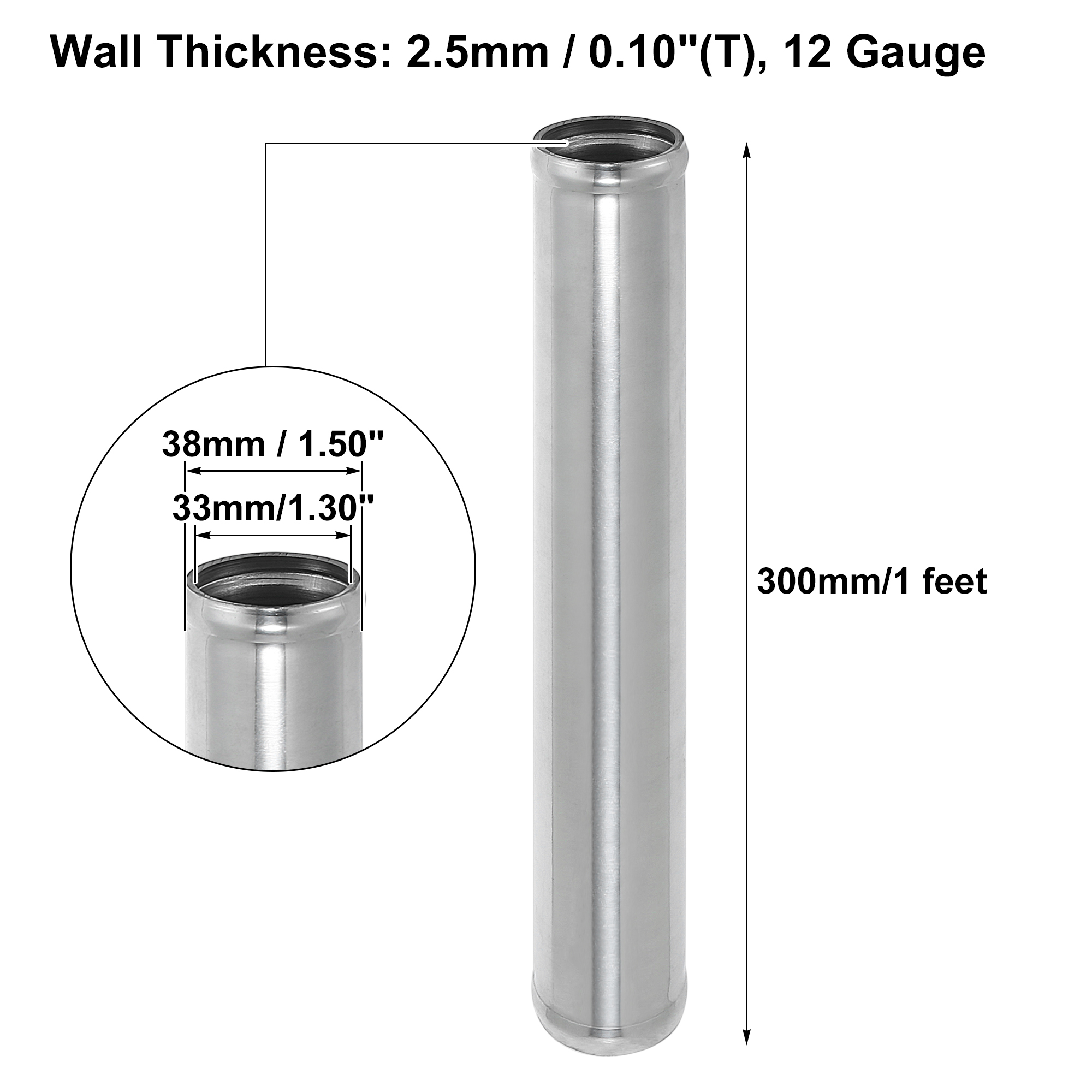 Uxcell Aluminium Legierung Rohr OD 38/45/51/63/76/89/102mm Kühler rohr Lufteinlass Rohr 0 45 Grad 300mm Länge für Auto – Detail 5