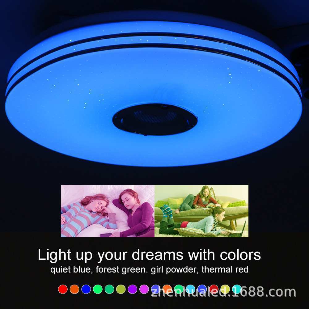 Sala de Estar Flkl Bluetooth Música Quarto Teto Controle Aplicativo Inteligente Quente Moderno Rgb Circular Led Luz 2 High Quality Luzes e Iluminação