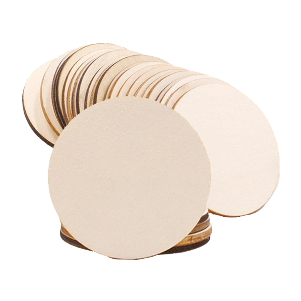 25X Round Wooden Pieces Wooden Ornament, Unfinished Wooden Pieces Wood Log Slices for House, Garden, Home DIY Art Craft