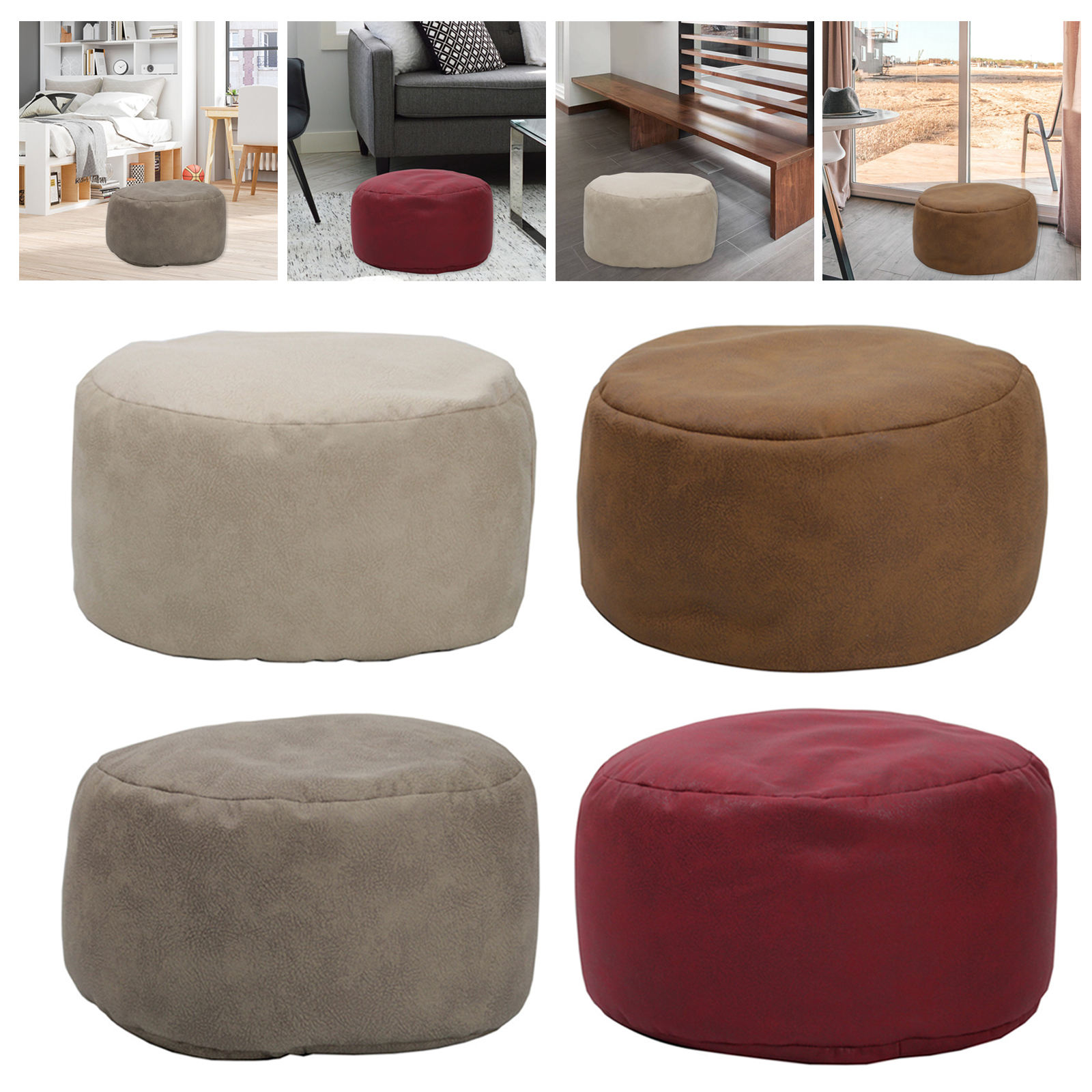 Bean Bag Pouf Decor Breathable Footrest Cover for Dorm Room Living Room Girl Boy